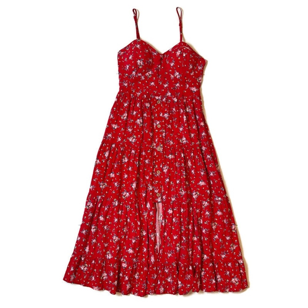 Band Of Gypsies Floral Tiered Midaxi Dress XS - Picture 6 of 12